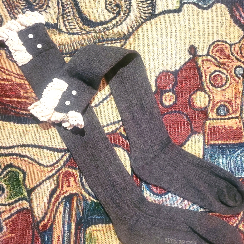Bit & Brindle theigh-high Grey socks NWOT